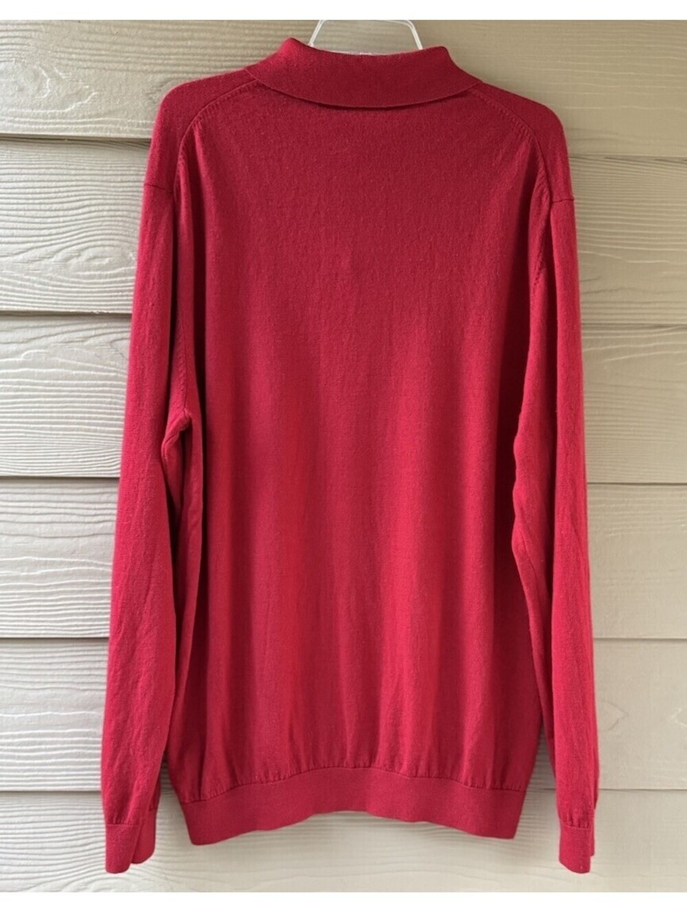 Turnbury Men's Extra Fine Merino Wool Dark Red Long Sleeve Polo Sweater Size 2XT - Picture 5 of 9